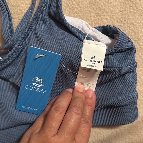 Cupshe blue ribbed bikini - Picture 4 of 5